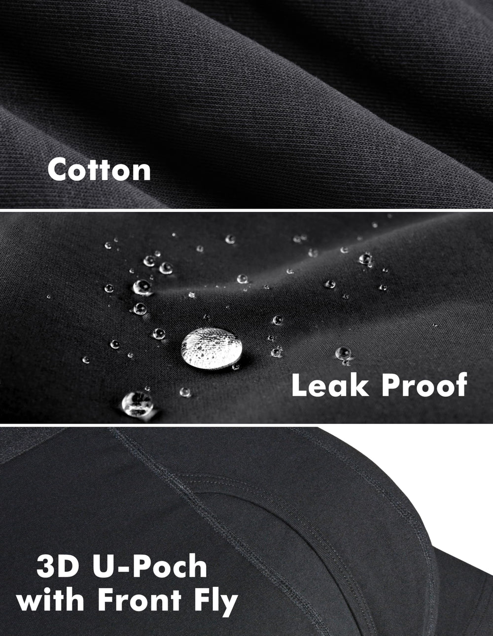 AIRCUTE 3-pack black boxer briefs for versatile daily use.