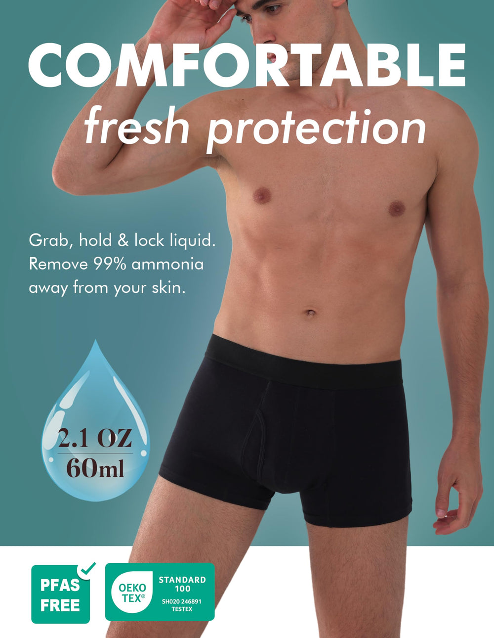 AIRCUTE absorbent front area keeps moisture away for comfort.