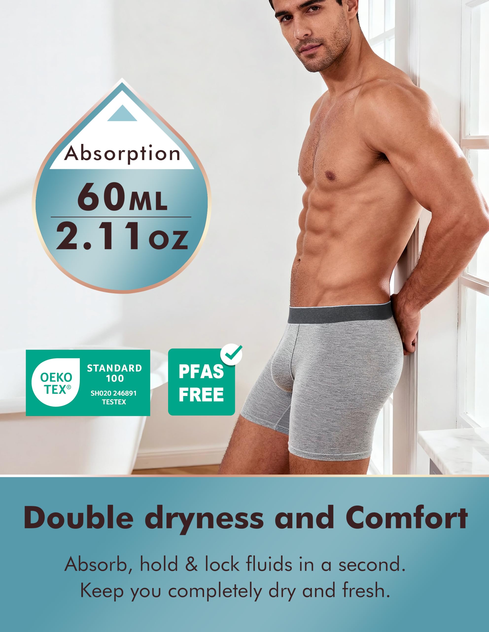AIRCUTE boxer briefs front view in white emphasizing breathable cotton blend for daily wear.