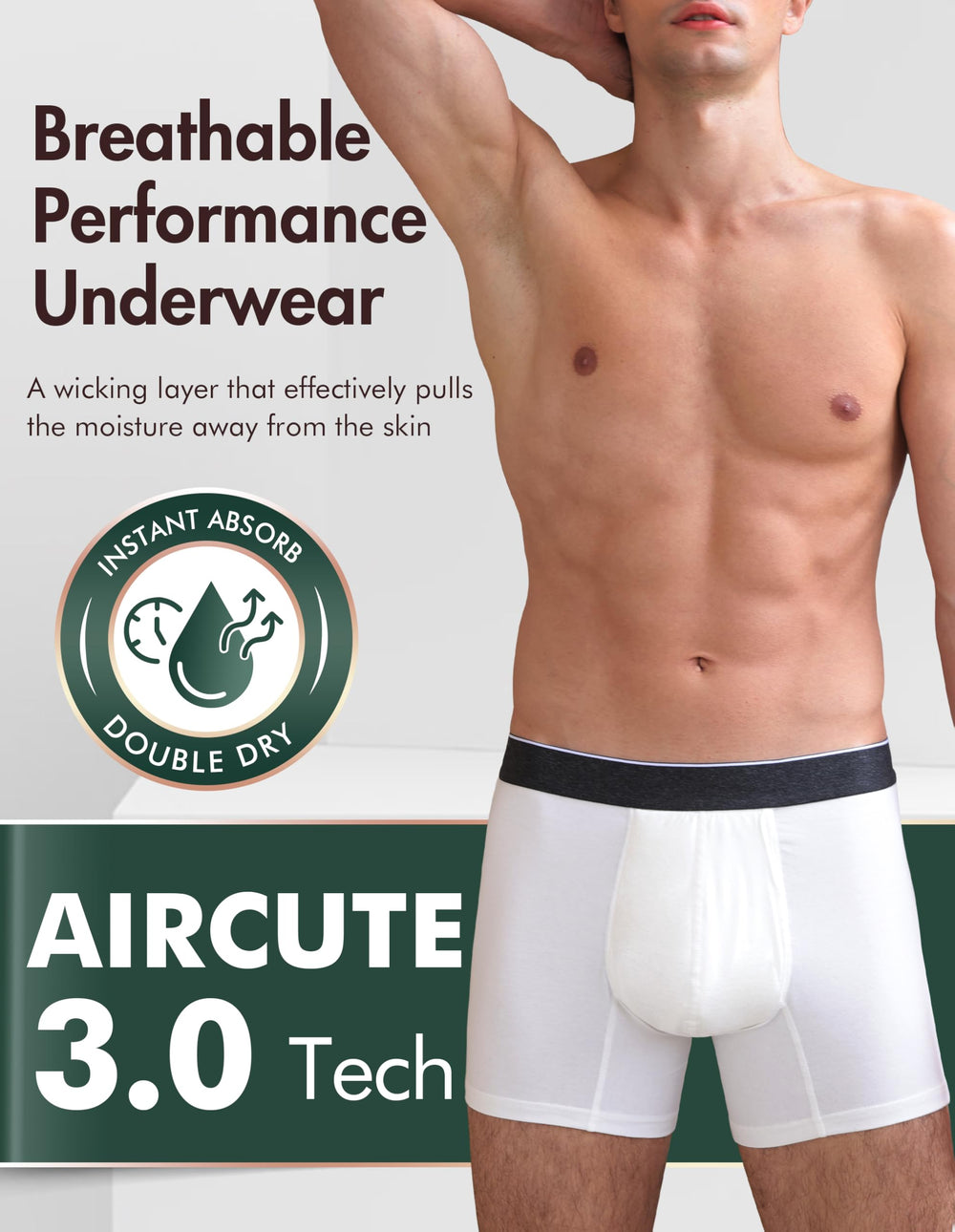 AIRCUTE waistband detail illustrates stretch and all-day comfort.