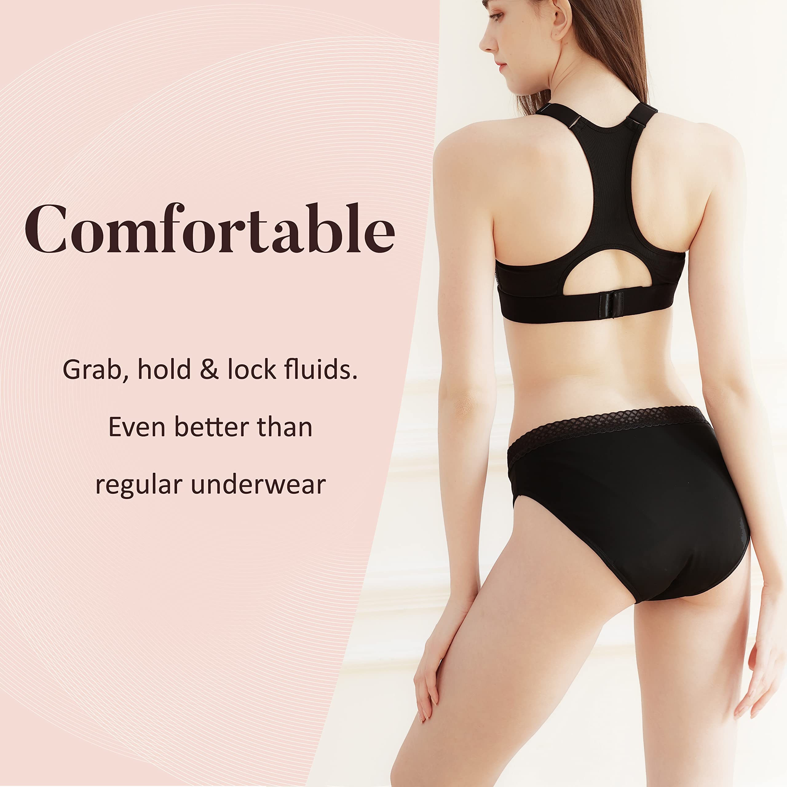 AIRCUTE everyday wear look blends normal underwear aesthetics with leak protection.