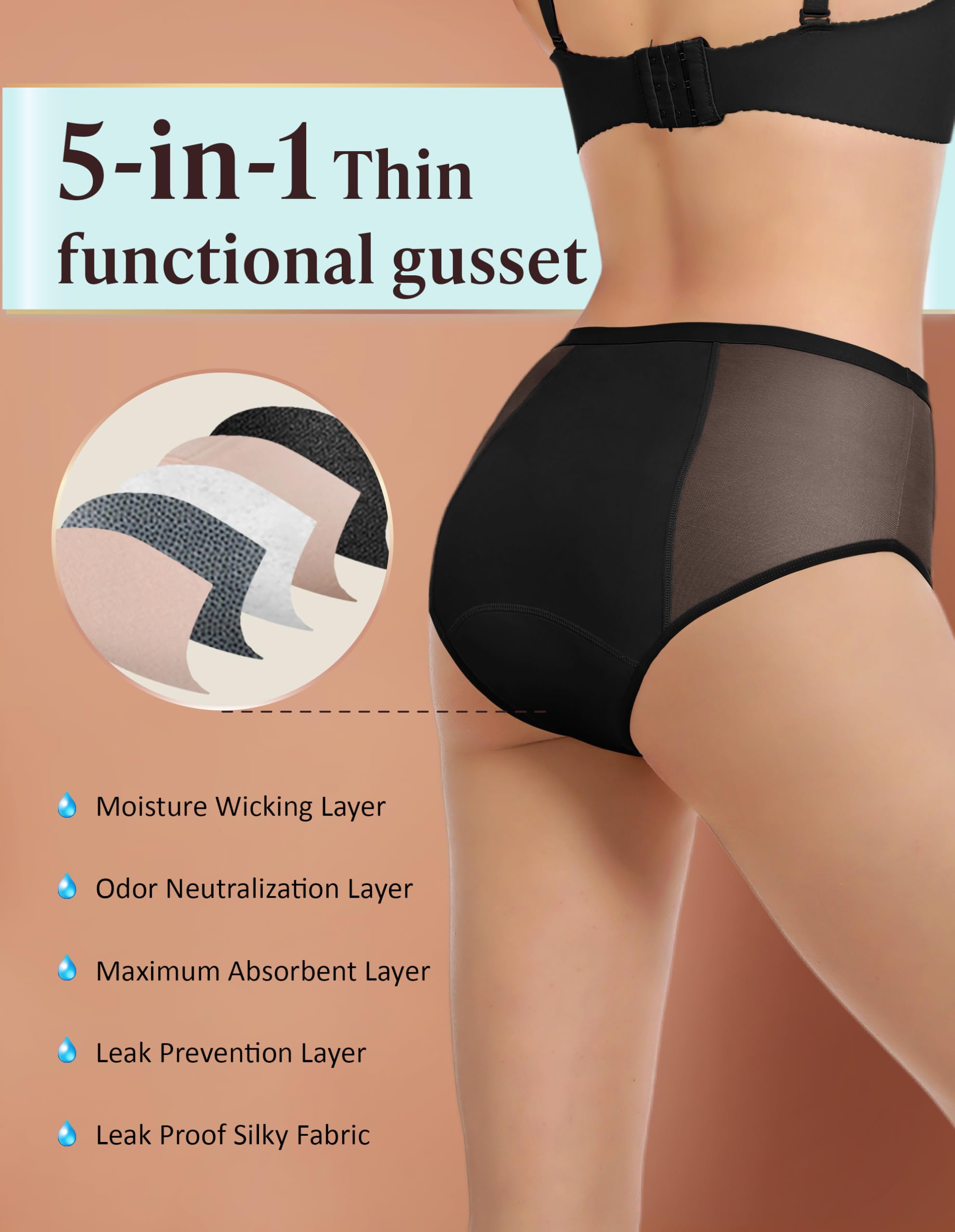 AIRCUTE high-rise design with mesh sides allows breathable, comfortable wear.