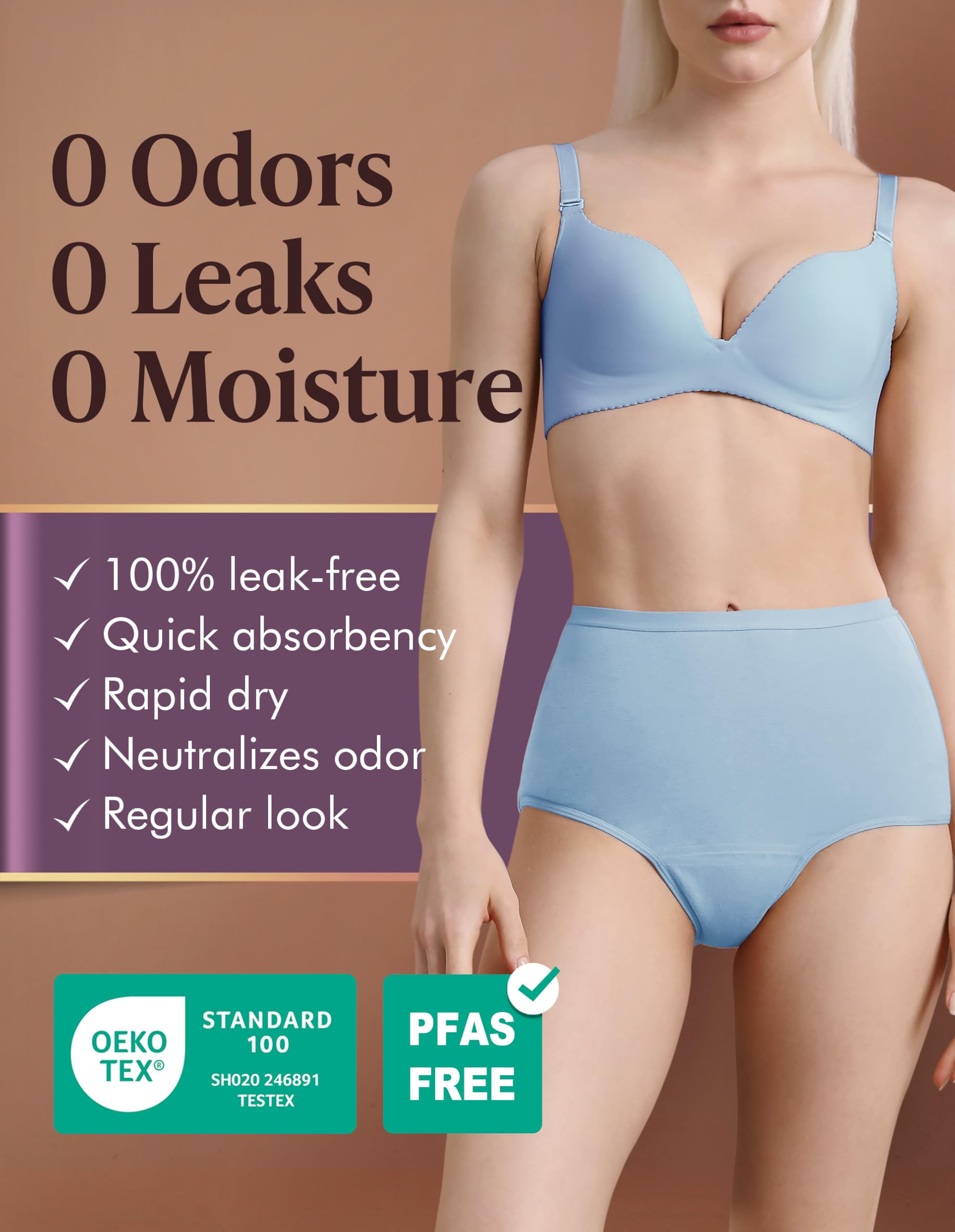 AIRCUTE hip-hugger design underwear for secure fit during light leaks.