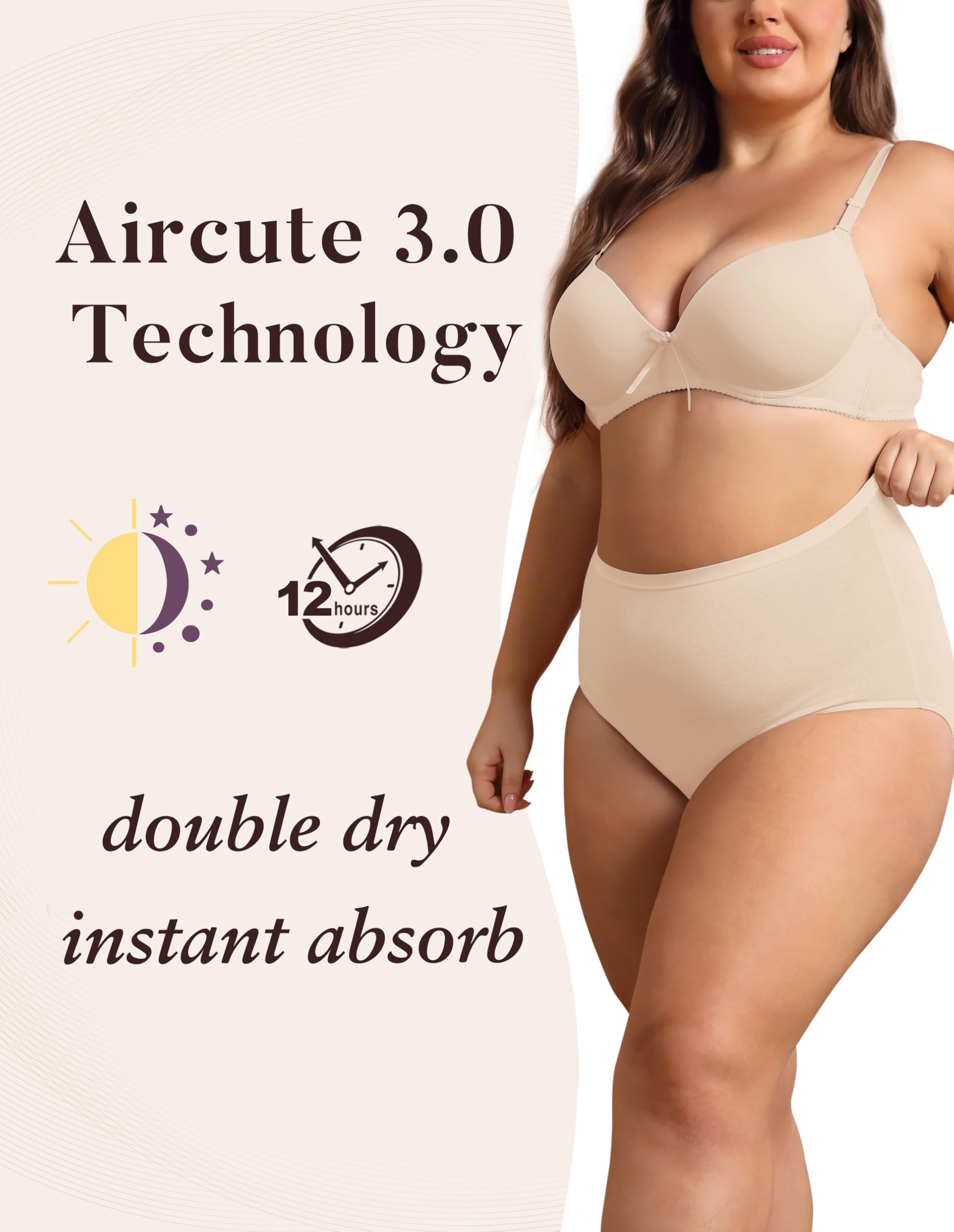 AIRCUTE multilayer absorbent technology close-up showing fast liquid transfer and skin dryness