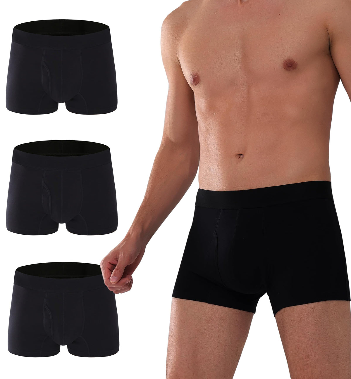 AIRCUTE leak-proof boxer with front opening for discreet protection on the go.