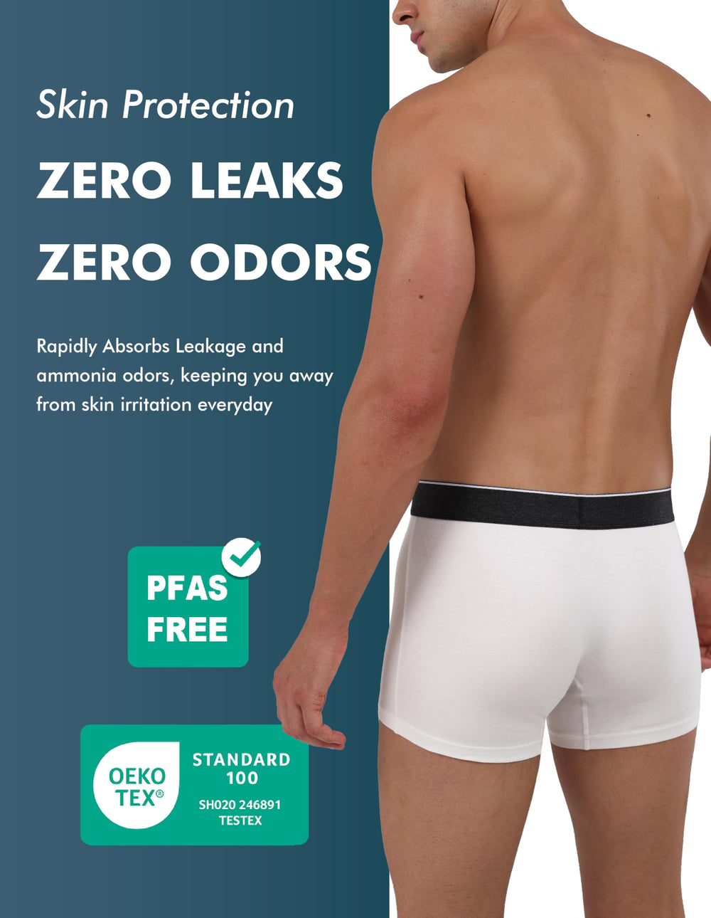 AIRCUTE men's underwear side view highlighting breathable, odor-resistant design.