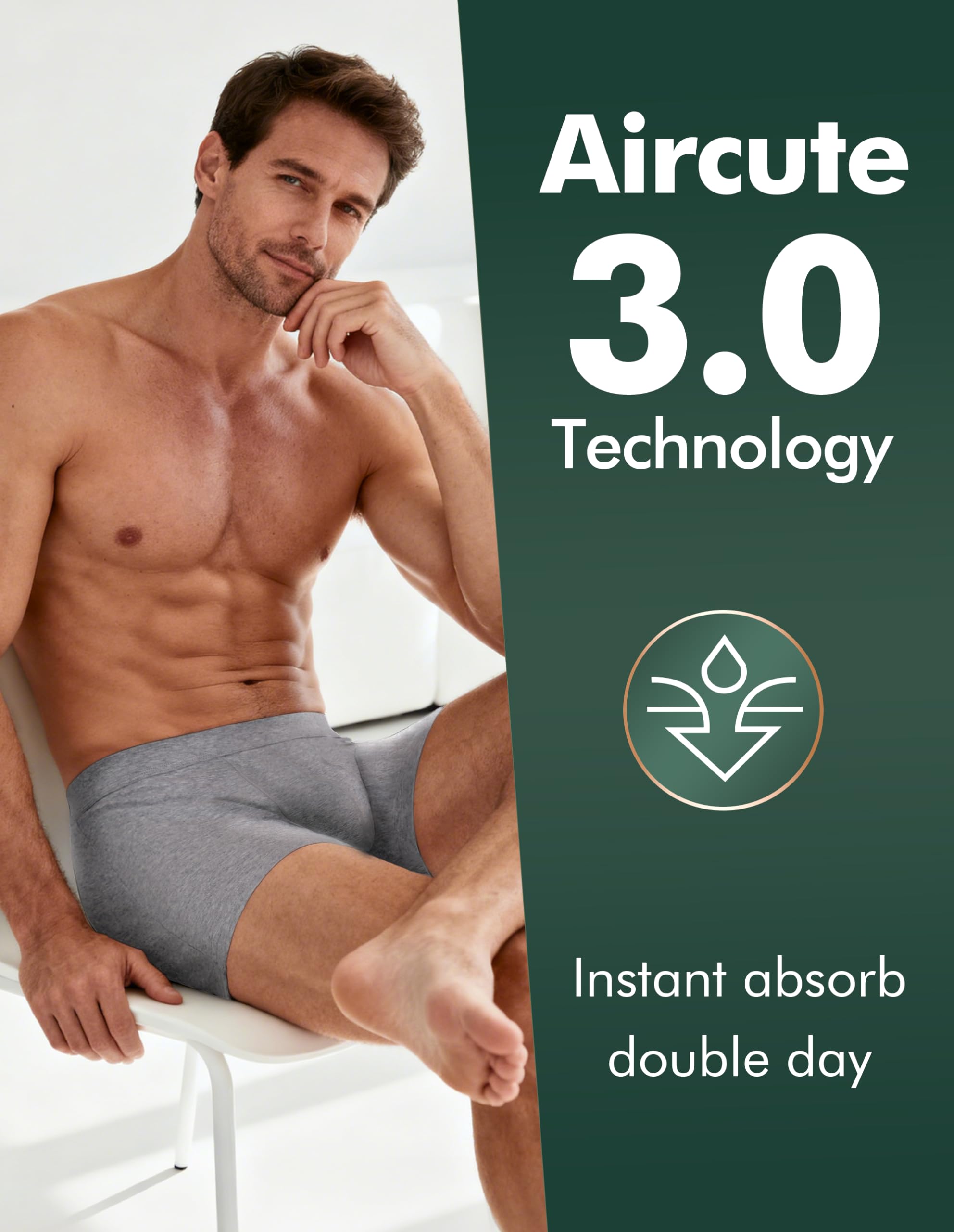 AIRCUTE multi-layer absorbency closeup highlights rapid liquid handling and odor control.