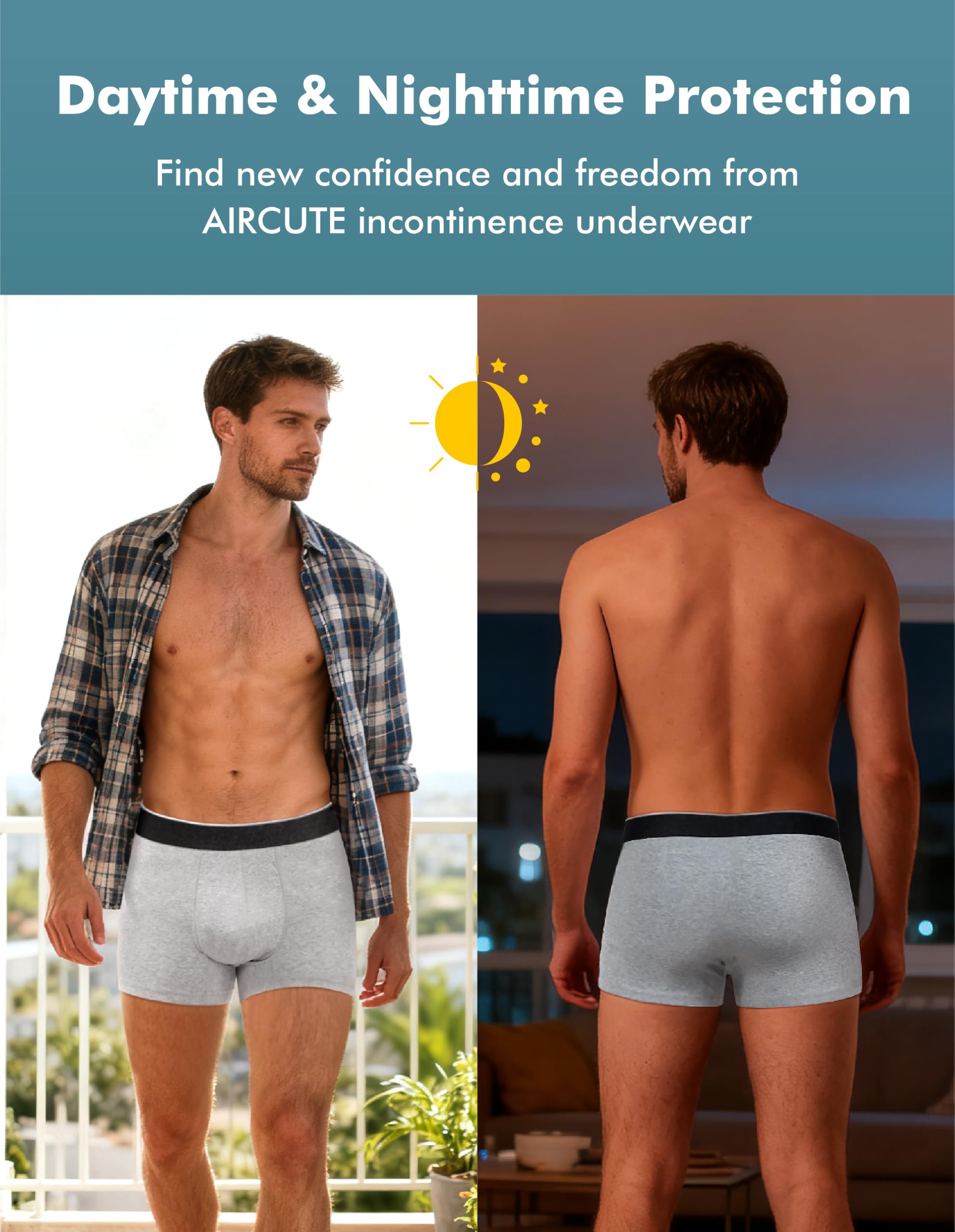 AIRCUTE odor-resistant layer helps you stay fresh and confident.