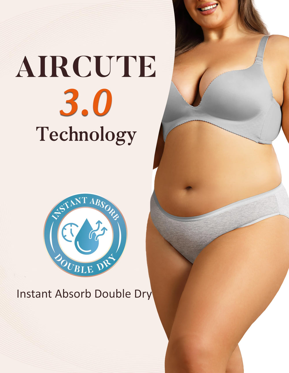 AIRCUTE pregnancy-ready design showing comfortable leakage protection.