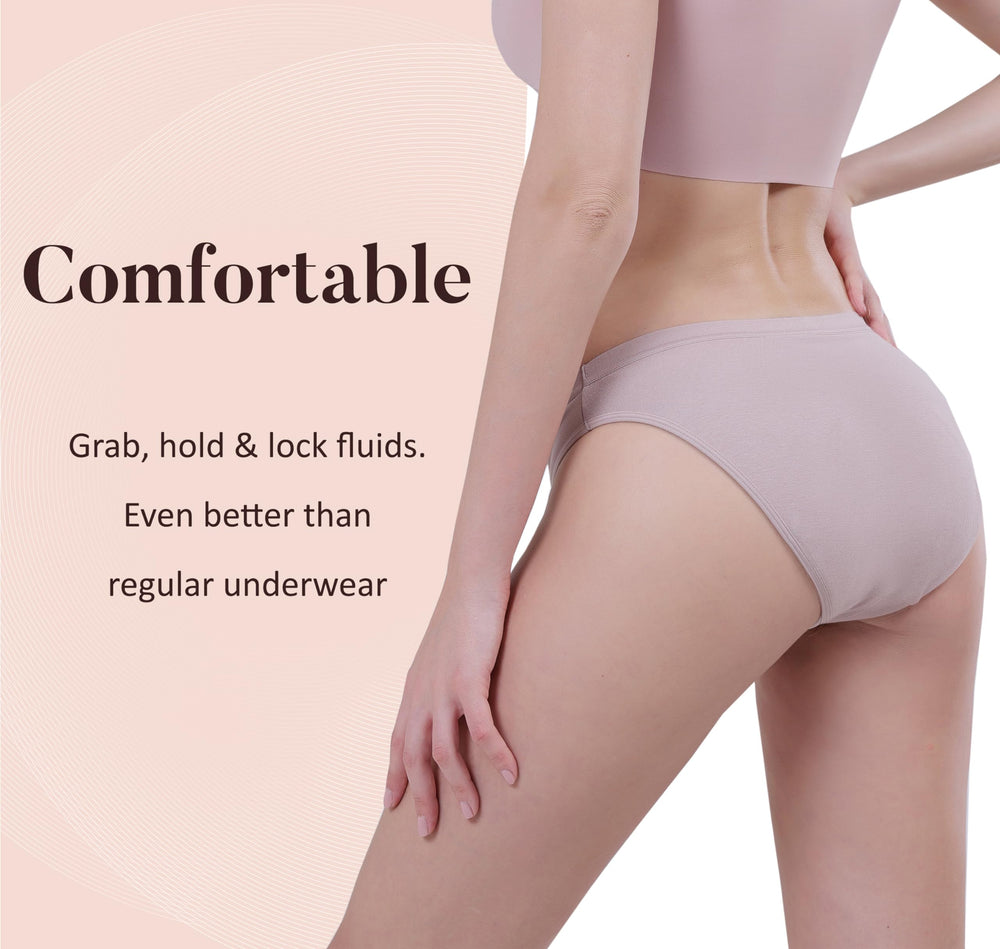 AIRCUTE side view worn by a model emphasizing leak-proof bikini style