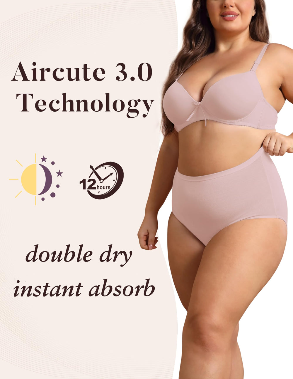 AirCUTE Washable Incontinence Underwear Dusk 3XL side view for active daytime confidence.