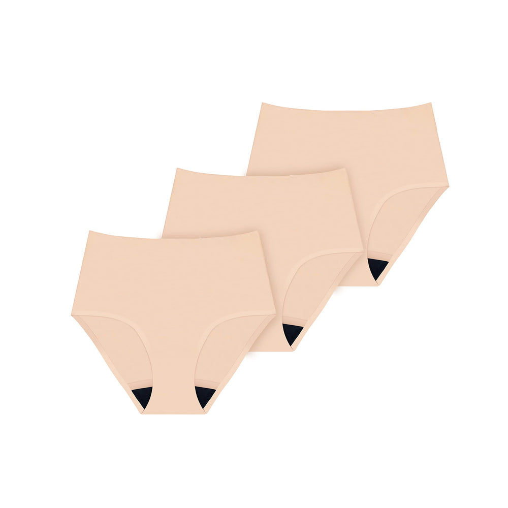 AIRCUTE beige three-pack washable underwear for discreet daily protection