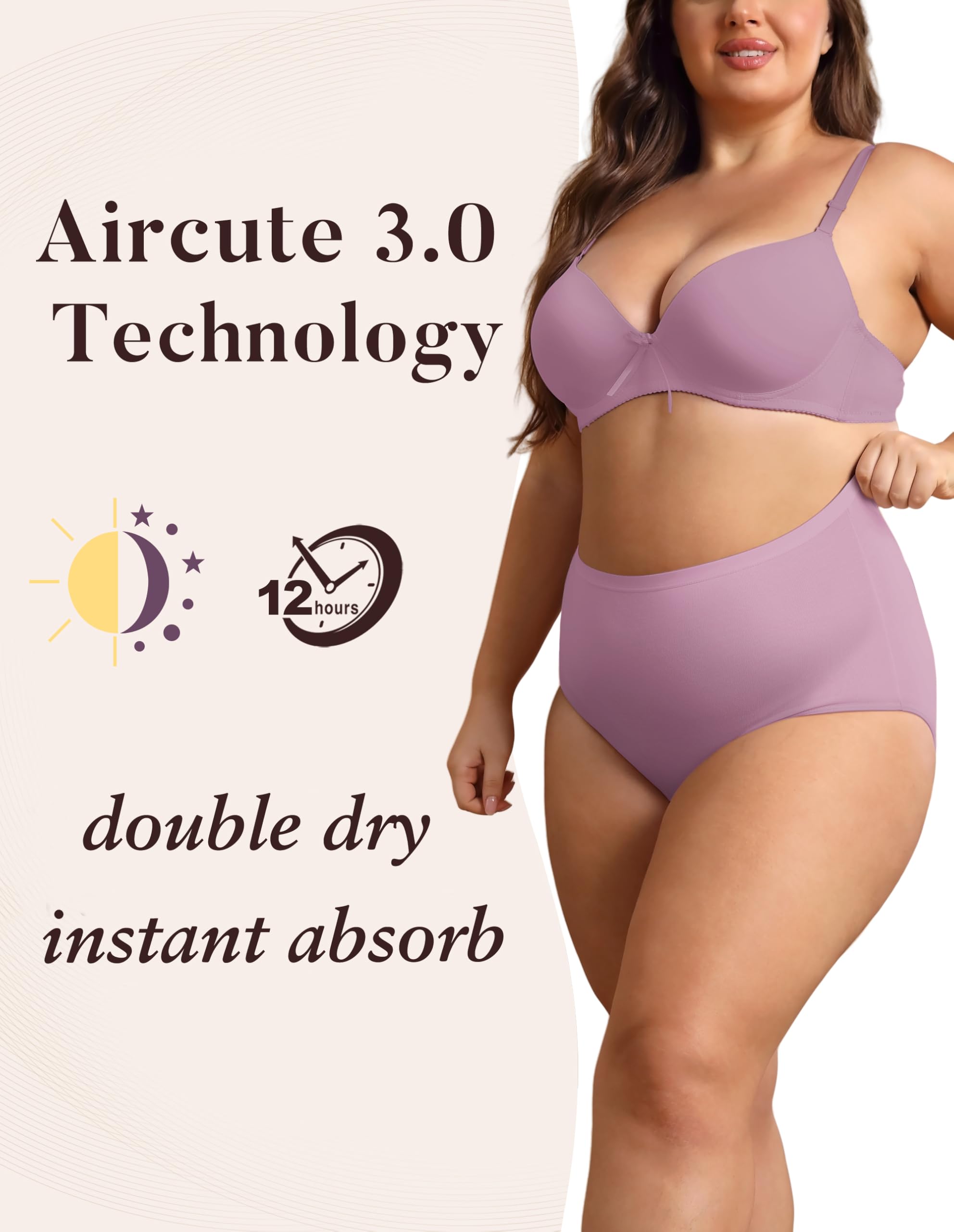AIRCUTE lilac side profile of comfortable regular underwear silhouette