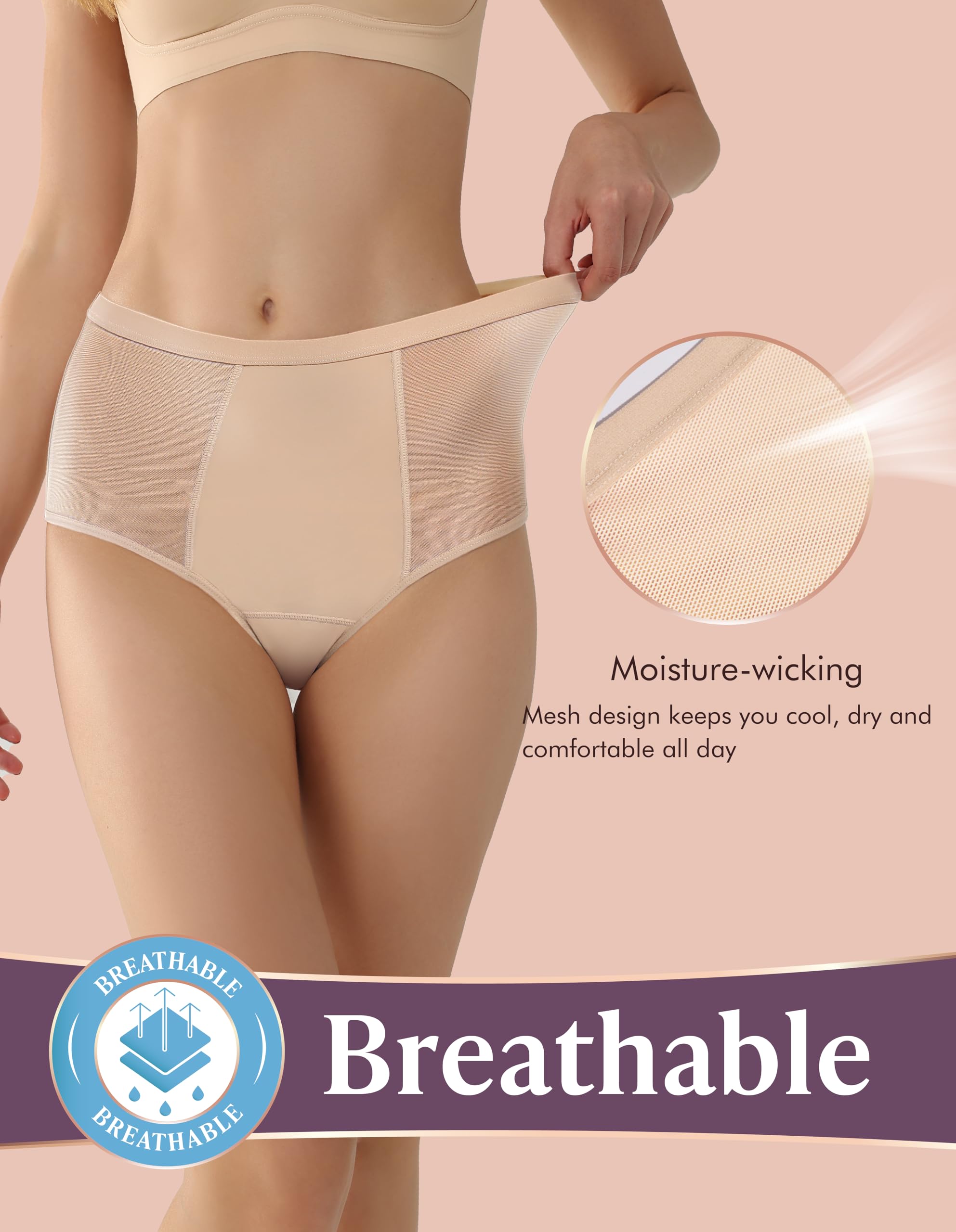 AIRCUTE model wearing beige underwear demonstrates comfortable fit under everyday outfits.