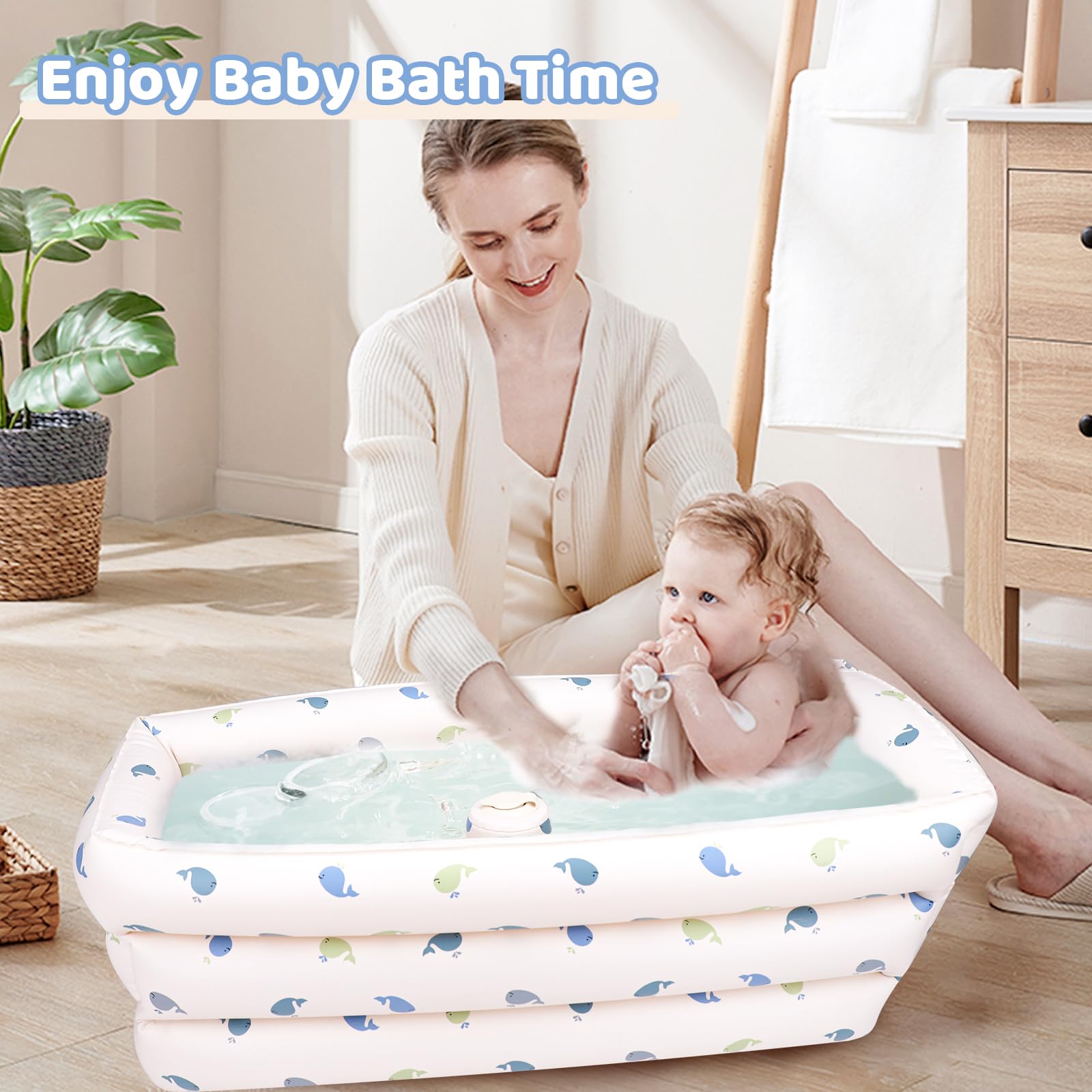 AirSwim bathtub with drain plug makes draining simple and quick.