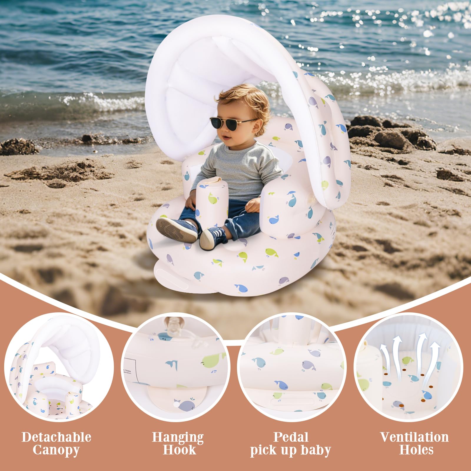 AirSwim anti-slip column helps keep baby secure during curious exploration.