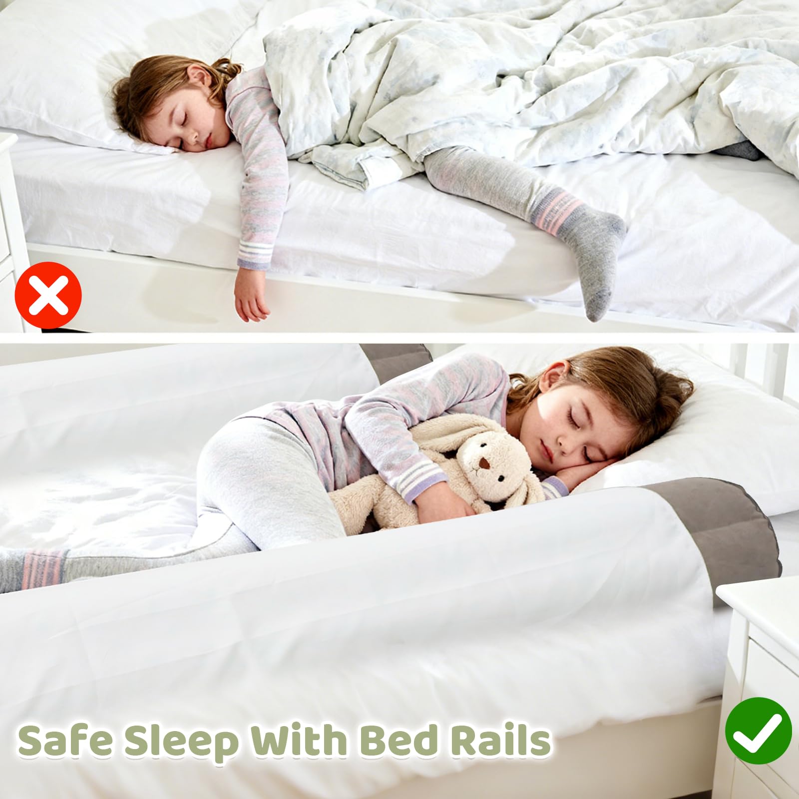 AirSwim bed rail with non-slip base securely attaches to most mattresses.