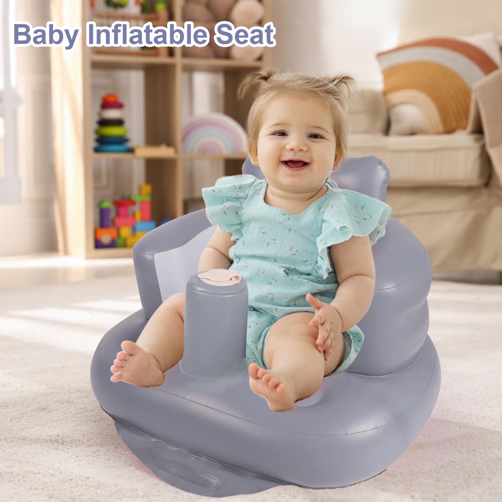 AirSwim inflatable baby seat back view shows sturdy height and safe design for secure playtimes.
