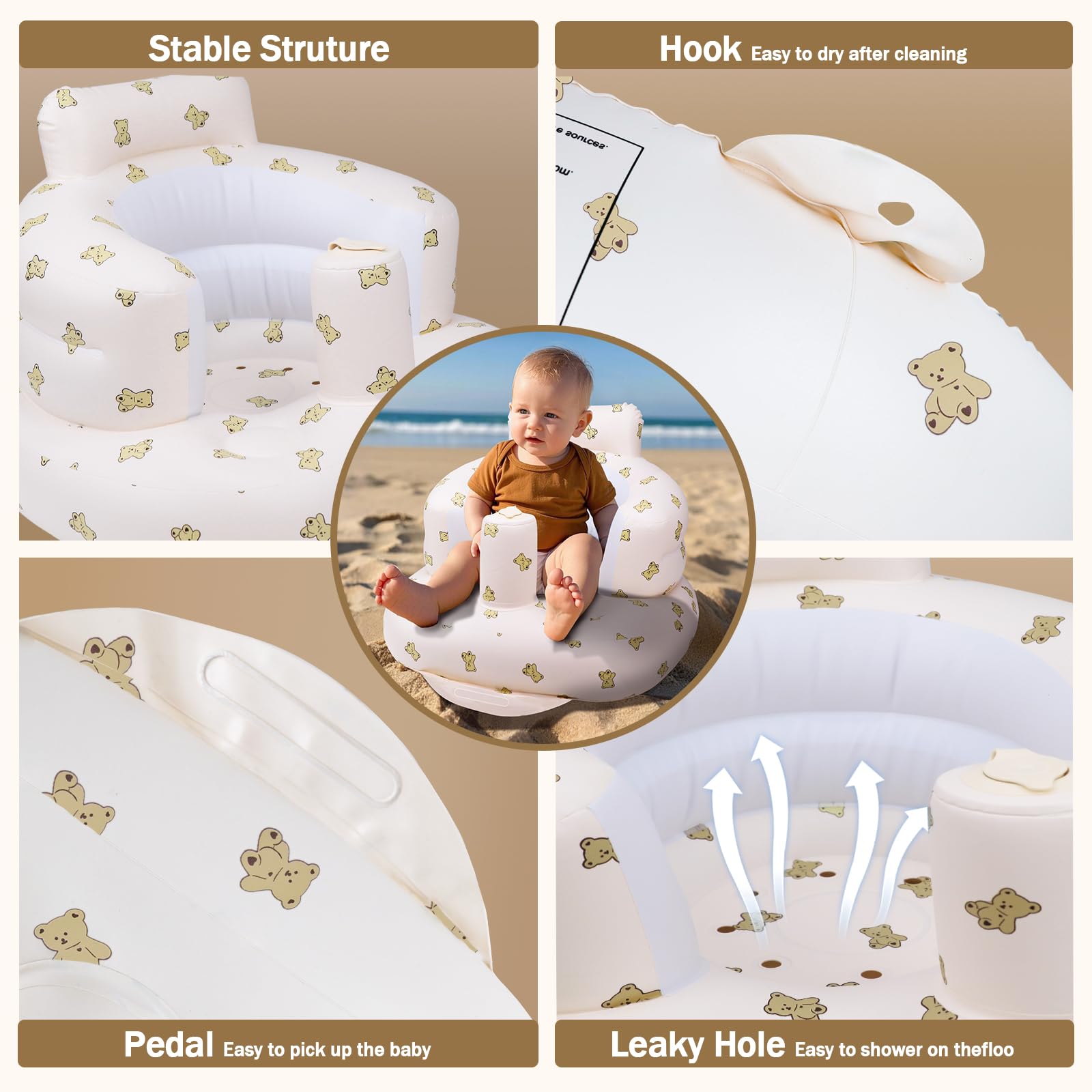 AirSwim inflatable baby seat built-in pump enables quick inflation at home