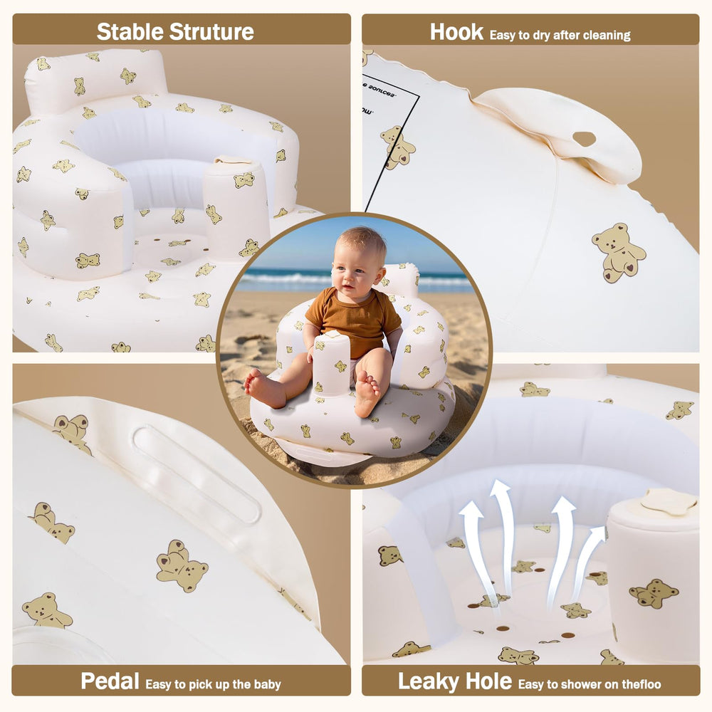 AirSwim inflatable baby seat built-in pump enables quick inflation at home