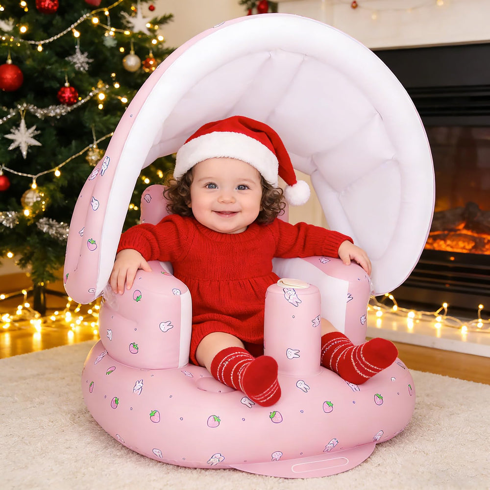 AirSwim seat features built-in pump for quick, hands-free inflation.