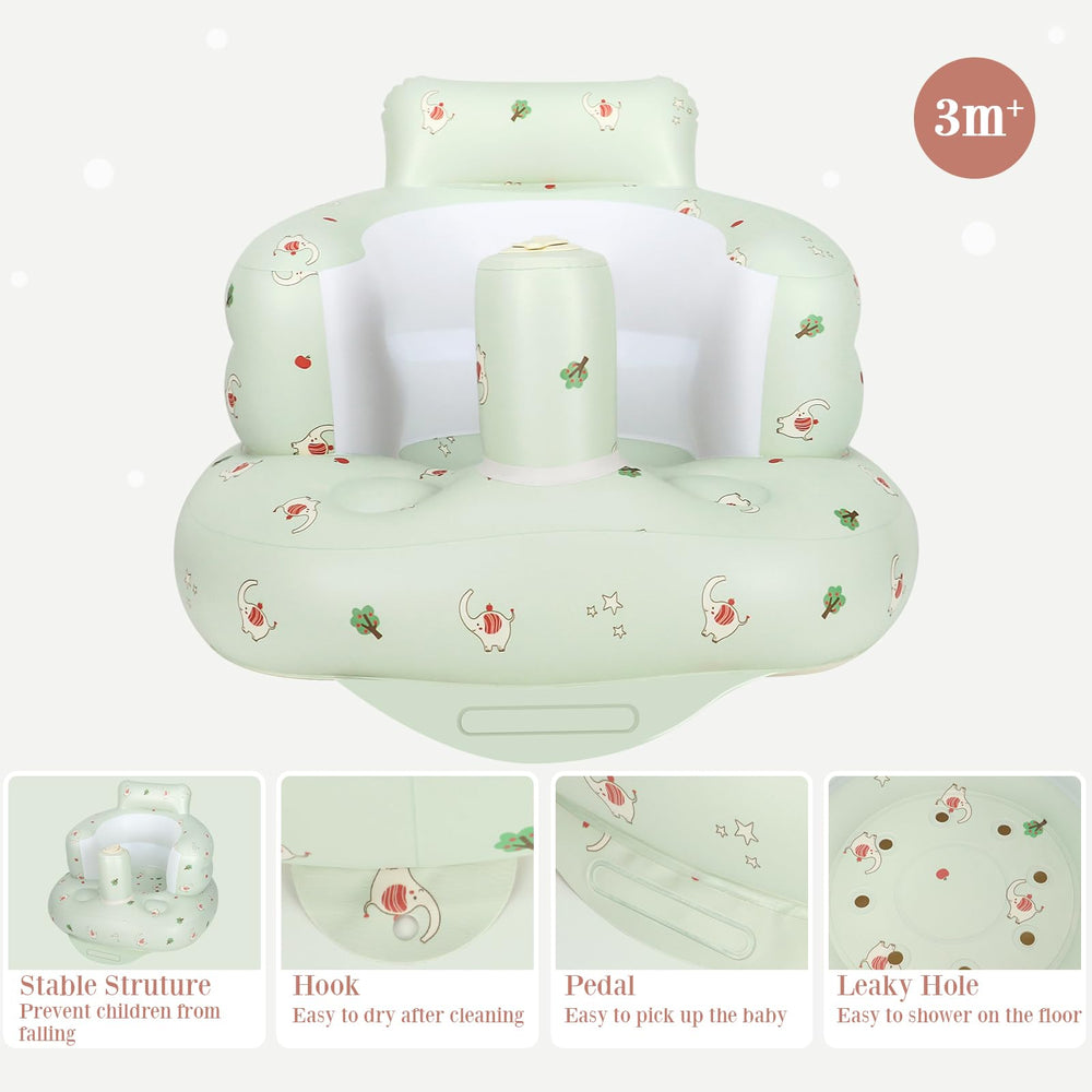 AirSwim inflatable baby seat showing leak-proof valve makes inflation easy and reliable.