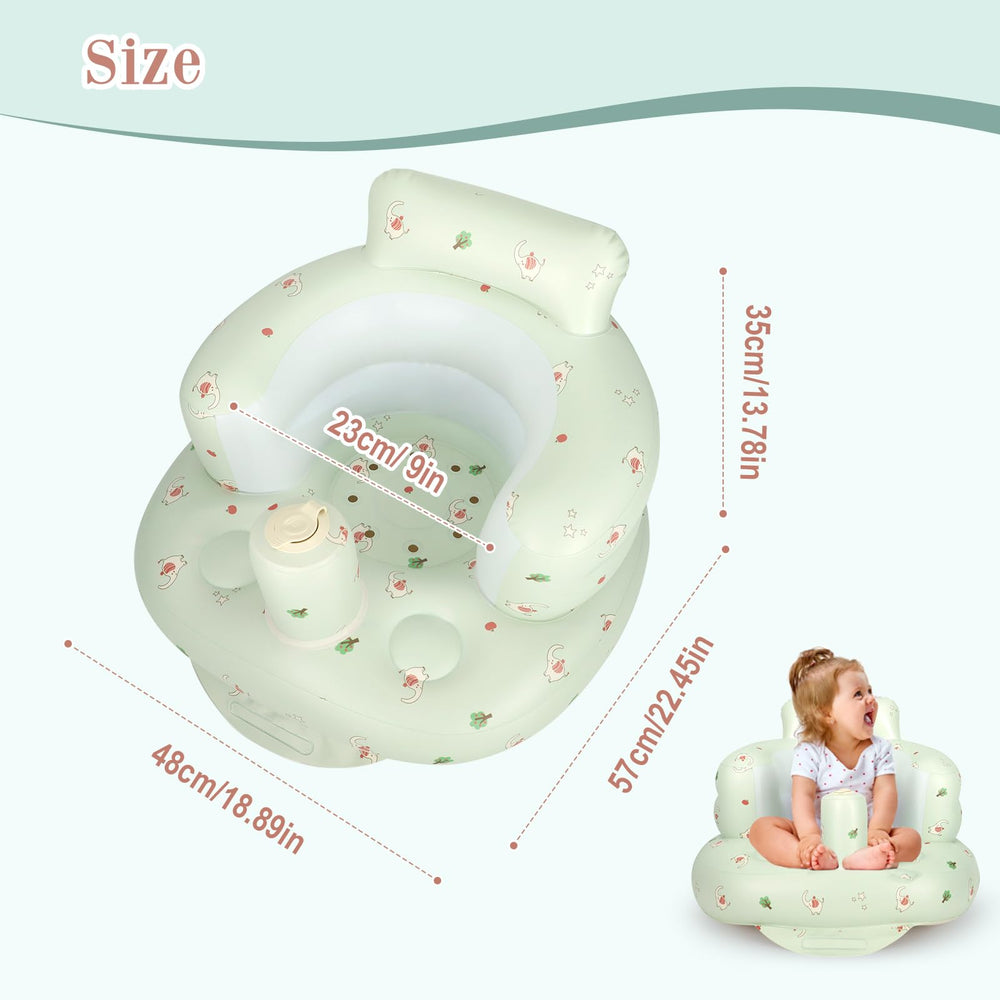 AirSwim inflatable baby seat with wide backrest provides comfy support as babies learn to sit.