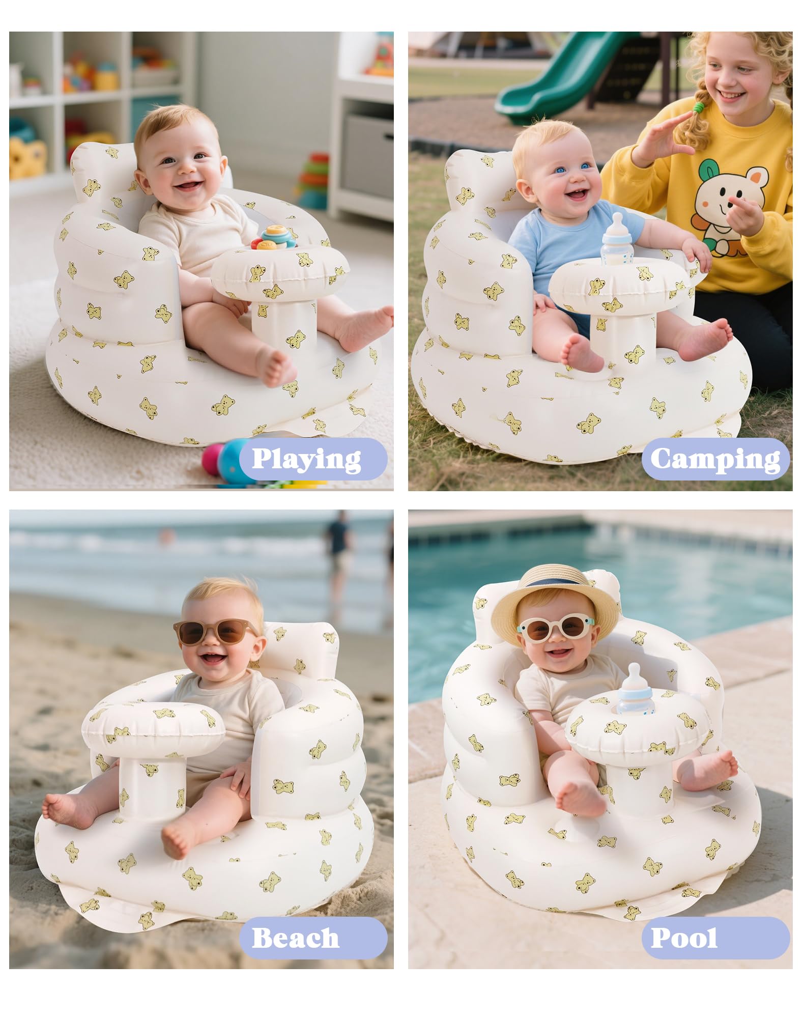 AirSwim inflatable chair backrest provides soft, stable support.