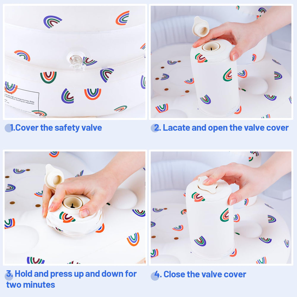 AirSwim rainbow chair serves as a charming photo prop.
