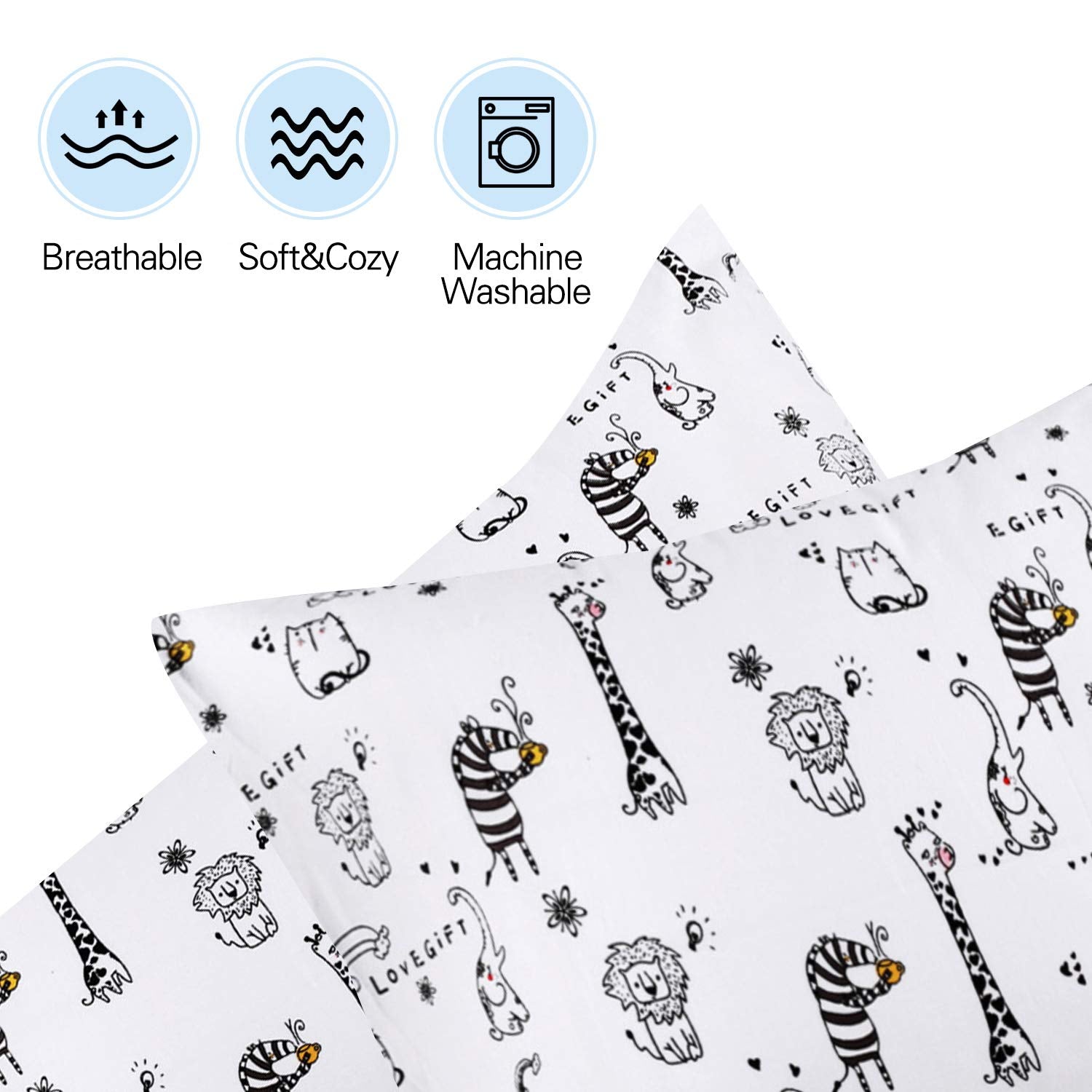 Aisawate pillowcase on toddler bed demonstrates easy care and quick drying