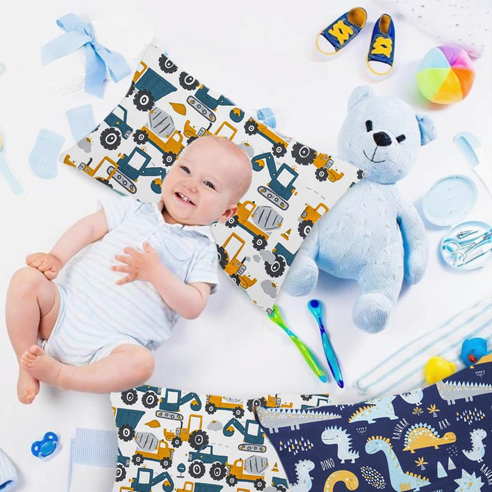 Aisawate pillowcase featuring trucks pattern, fits 13x18 or 14x19 pillows, keeps pillow clean and cozy