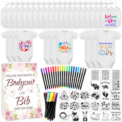 Aisharery Bibs Bodysuits Game Sign Set for tabletop DIY baby shower activities