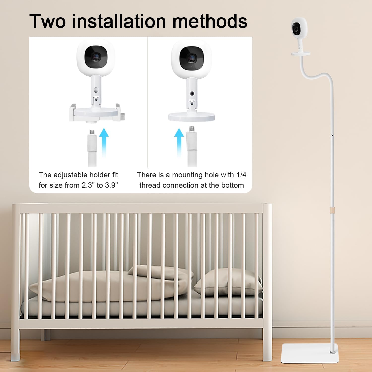 AISVAN adjustable-height floor stand highlights easy height customization for different rooms.