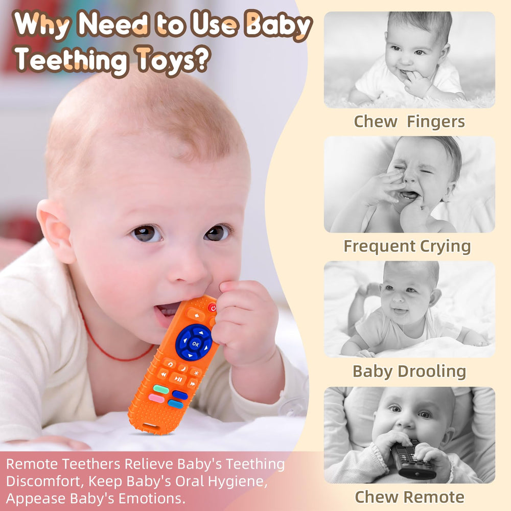 AiTuiTui anti-slip orange teether helps little hands grip and chew comfortably.