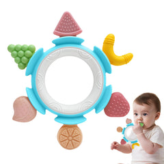 AiTuiTui baby teething ring peach shape soothes gums and supports early oral motor skills.