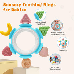 AiTuiTui baby teething ring watermelon shape with cool touch for extra soothing relief.