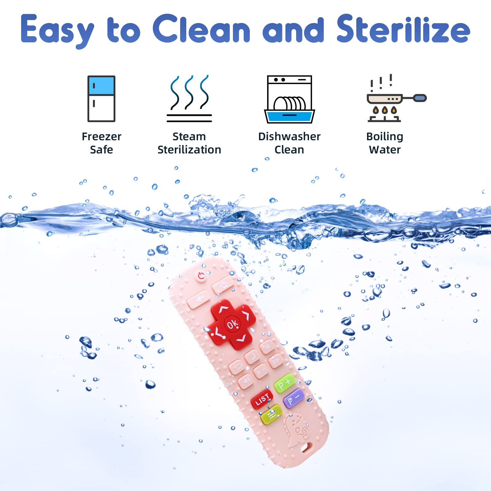 AiTuiTui bath toy teether pink, waterproof and easy to clean.