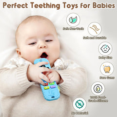 AiTuiTui soft silicone teether with dinosaur textures for little hands.