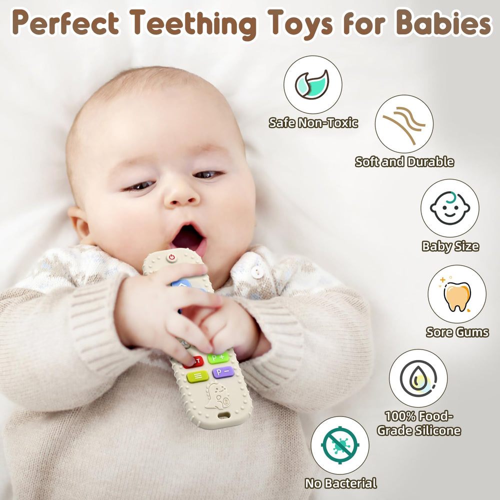 AiTuiTui soft silicone teether with bright colors encourages grasping