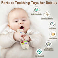 AiTuiTui soft silicone teether with bright colors encourages grasping