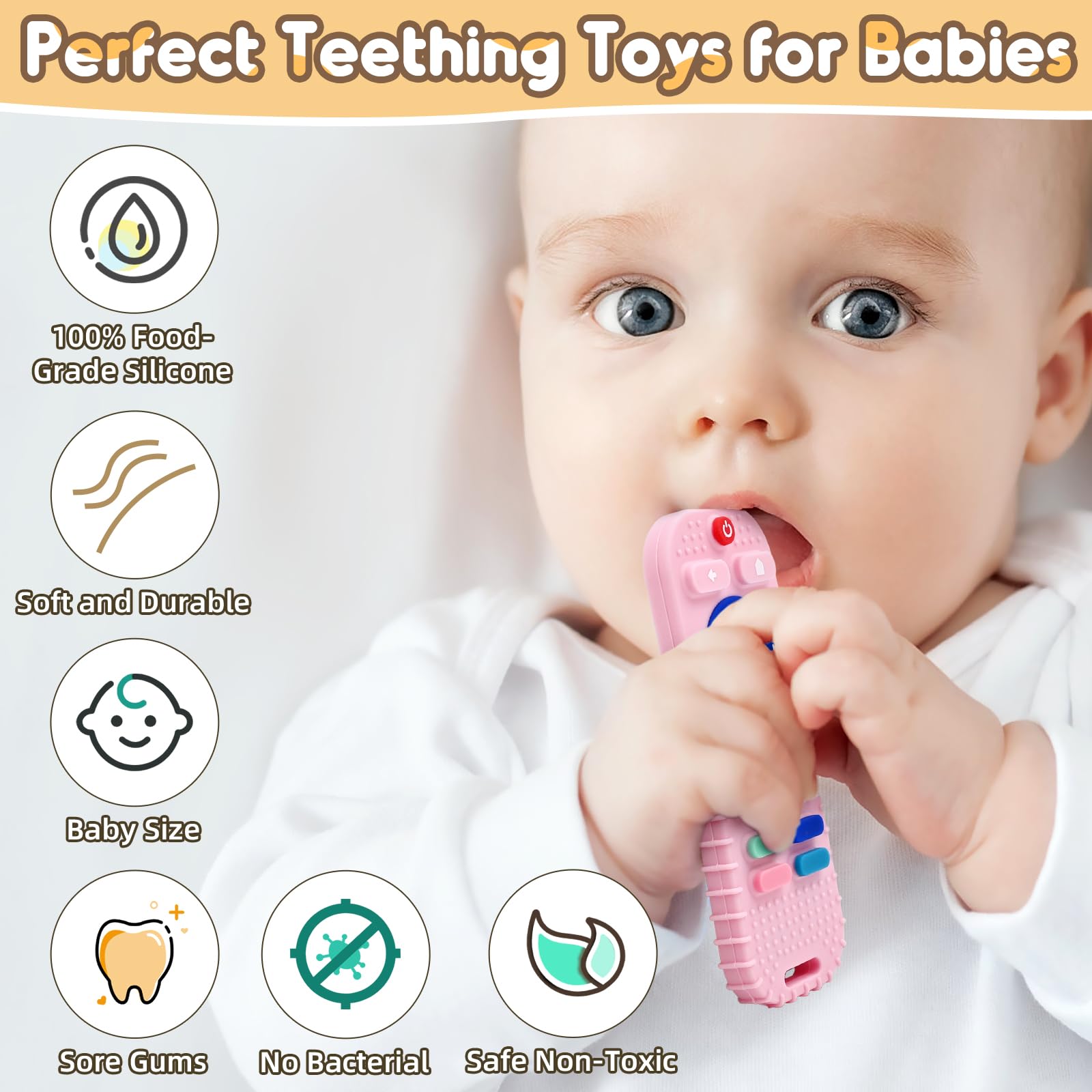 AiTuiTui teether with raised textures for tactile exploration.
