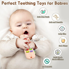 AiTuiTui teether remote-control toy pink, vibrant colors to engage baby play.