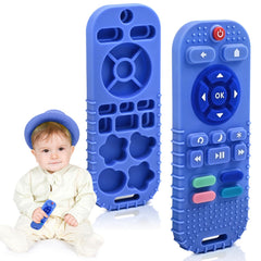 AiTuiTui teething remote toy in dark blue soothing gums and engaging play