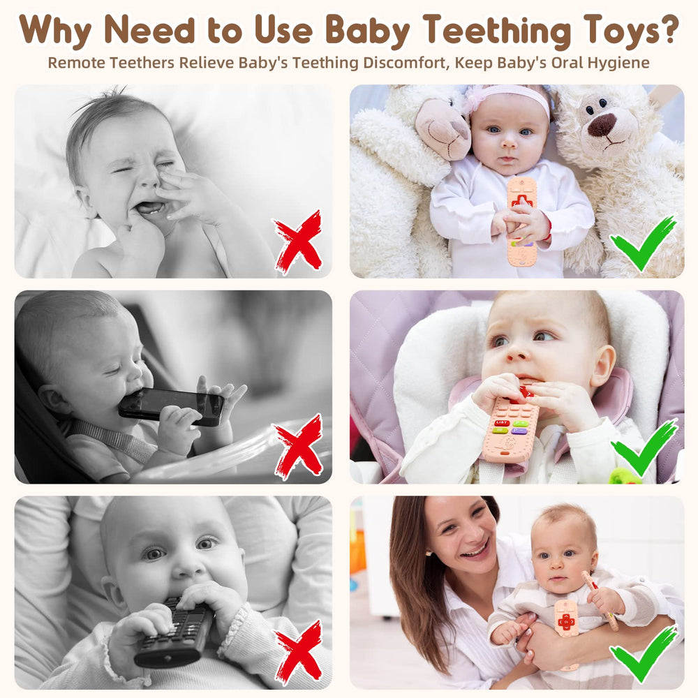 AiTuiTui dinosaur-textured teether pink, numbered grooves for early learning.