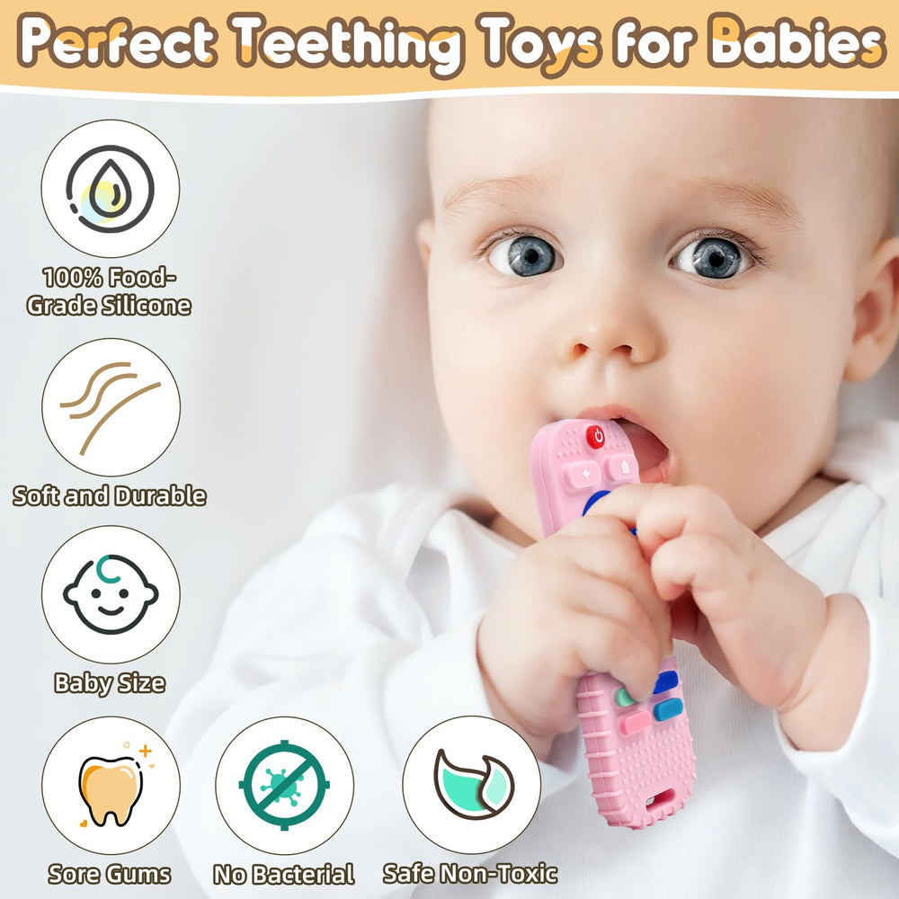 AiTuiTui dinosaur-texture teether supports comfortable grip and soothing gums.