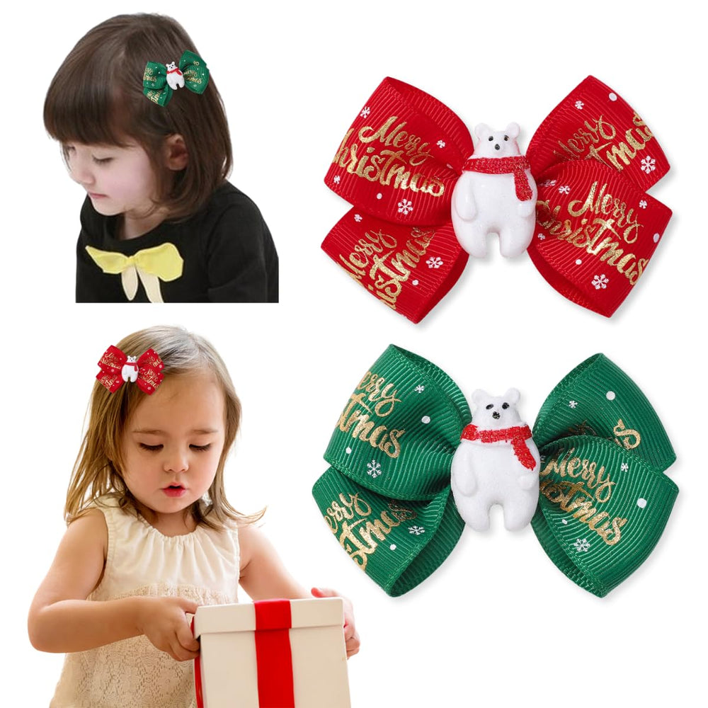 AIUPUOC Christmas bows with Santa Elk Bear design for festive looks