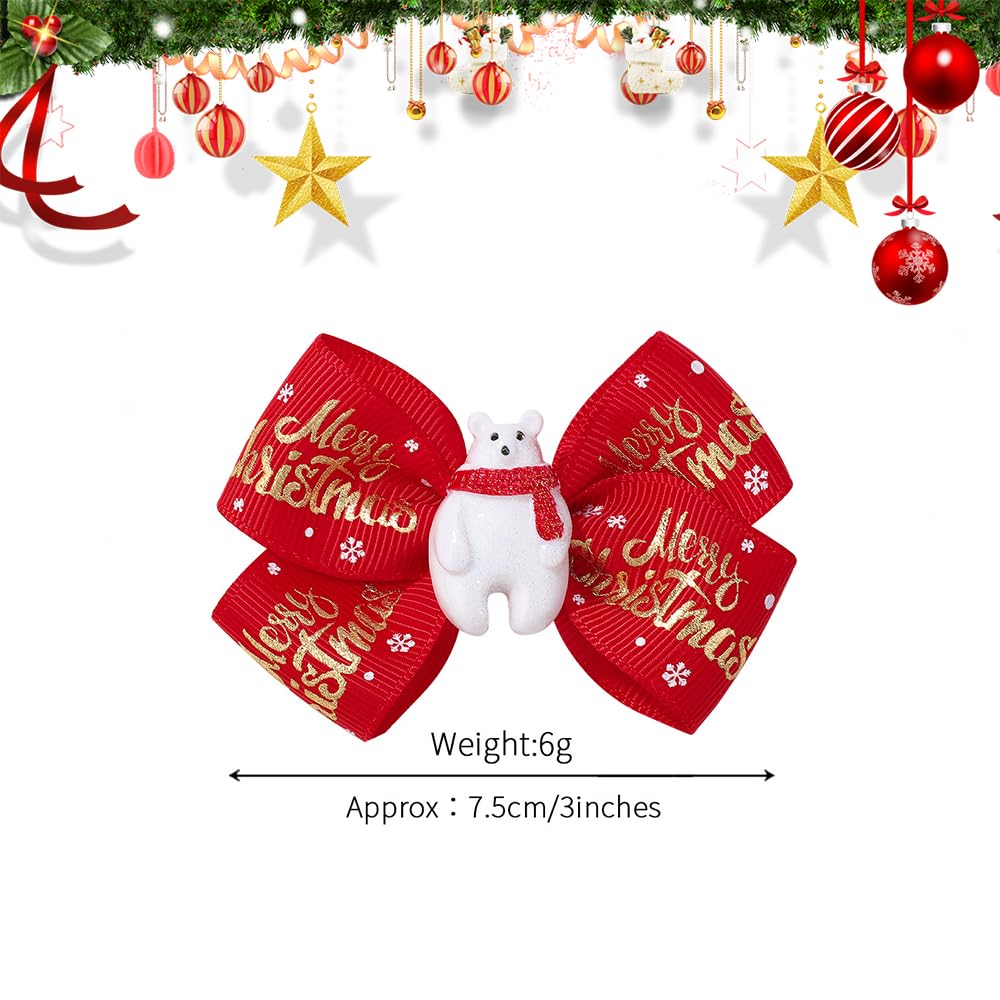 AIUPUOC red and green Christmas bows hair clip for holidays