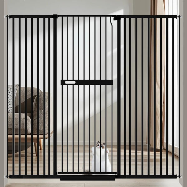 AiWMGL 71-inch extra tall cat gate blocks jumps at doorway, keeping pets safely contained