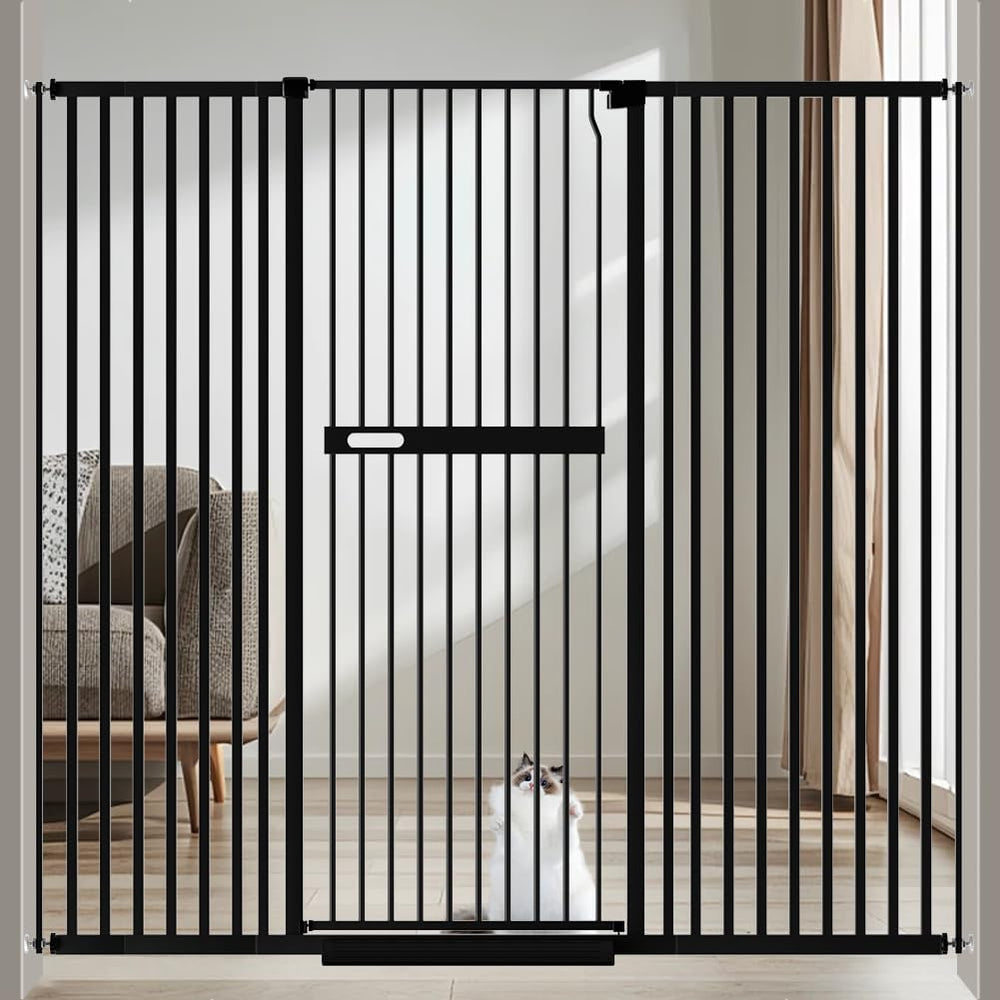 AiWMGL 71-inch extra tall cat gate blocks jumps at doorway, keeping pets safely contained