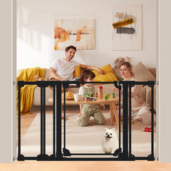 AiWMGL Clear Baby Gate on stairs with auto-close safety.